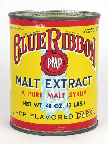 1928 Blue Ribbon Malt Extract Hop Flavored Dark Can, Peoria Heights, Illinois