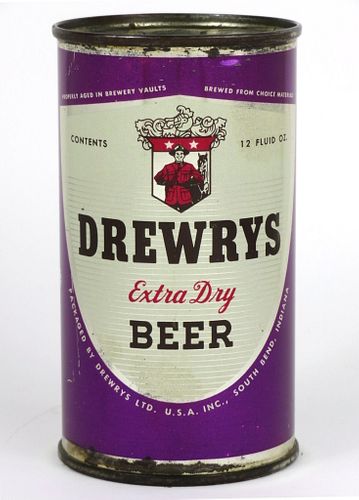 1956 Drewrys Extra Dry Beer (Purple Sports) 12oz Flat Top Can 56-20.2, South Bend, Indiana