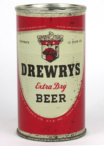 1956 Drewrys Extra Dry Beer (Red Sports) 12oz Flat Top Can 56-21.1, South Bend, Indiana