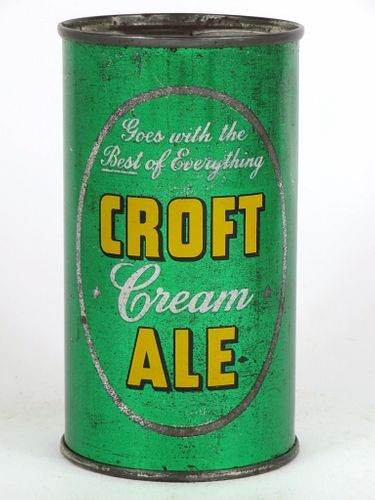 1950 Croft Cream Ale 12oz Flat Top Can 52-28, Boston, Massachusetts