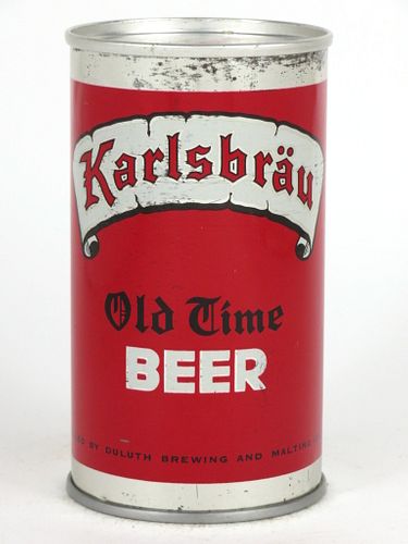 1961 KarlsbrÃ¤u Old Time Beer 12oz Flat Top Can 87-05.2, Duluth, Minnesota