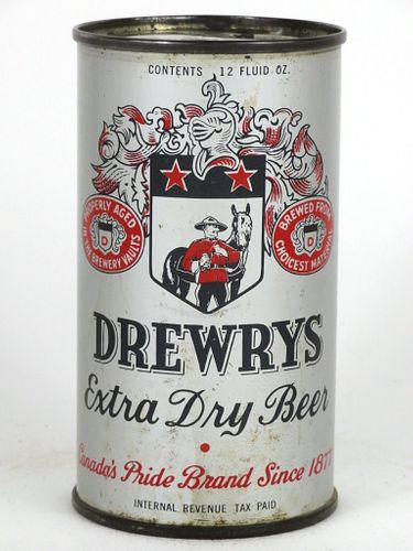 1947 Drewrys Extra Dry Beer 12oz Flat Top Can OI-206, South Bend, Indiana