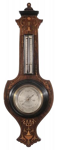 Inlaid Rosewood Wall Barometer