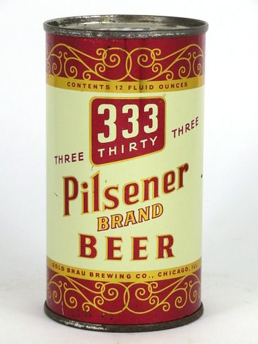 1955 Three Thirty Three (Bock) Beer 12oz Flat Top Can 138-30.1b, Chicago, Illinois