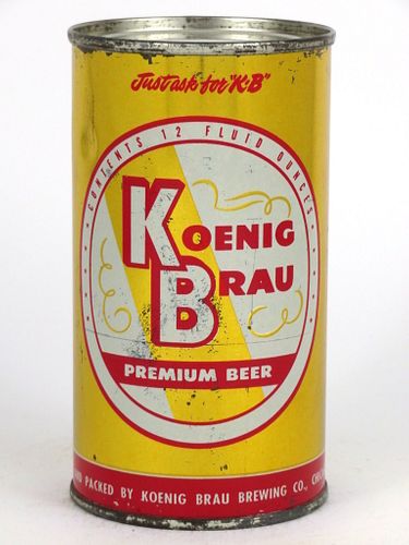 1960 Koenig Brau Beer 12oz Flat Top Can 88-31.2, Chicago, Illinois