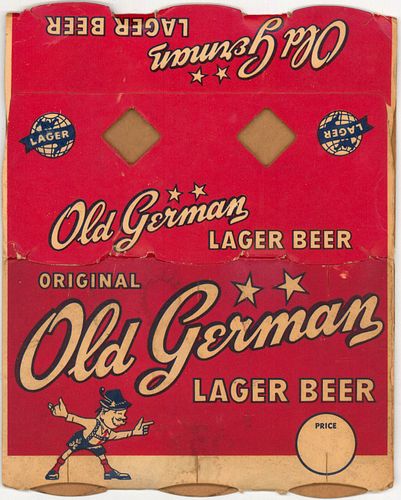 1955 Old German Lager Beer (12oz cans) Six Pack Can Carrier, Cumberland, Maryland