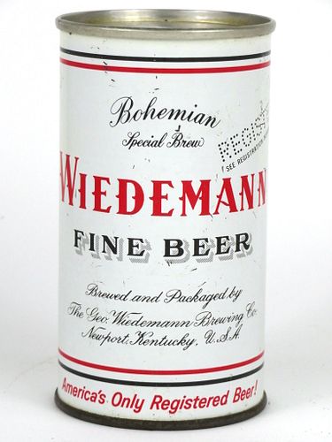 1961 Wiedemann Fine Beer 12oz Flat Top Can 145-39.1, Newport, Kentucky