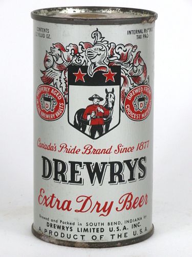 1946 Drewrys Extra Dry Beer 12oz Flat Top Can 55-35, South Bend, Indiana