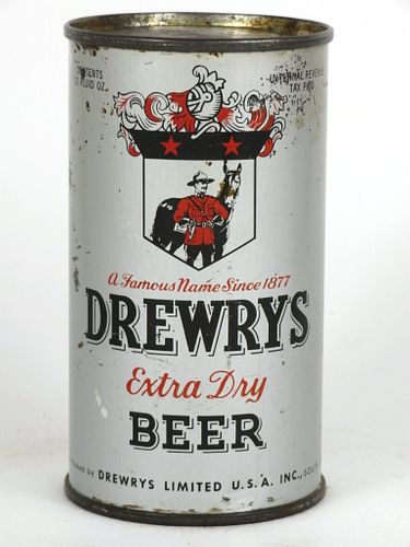 1949 Drewrys Extra Dry Beer 12oz Flat Top Can 55-37, South Bend, Indiana