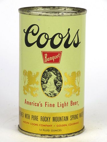 1958 Coors Banquet Beer 12oz Flat Top Can 51-24.3, Golden, Colorado