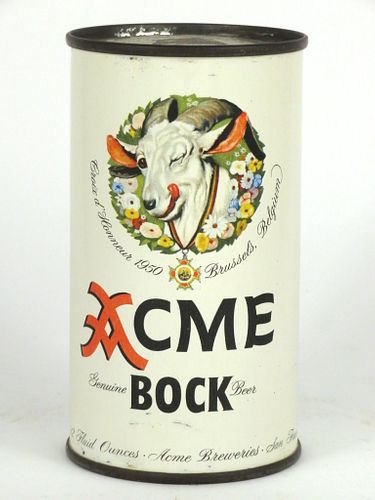 1951 Acme Bock Beer 12oz Flat Top Can 29-16, San Francisco, California