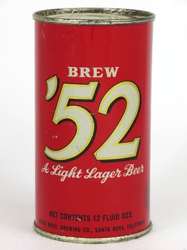 1956 Brew '52 Beer 12oz Flat Top Can 41-23, Los Angeles, California
