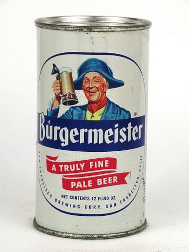 1954 Burgermeister Beer Music Box 12oz Flat Top Can 46-35, San Francisco, California