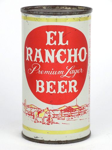 1958 El Rancho Premium Lager Beer 12oz Flat Top Can 59-23, Los Angeles, California