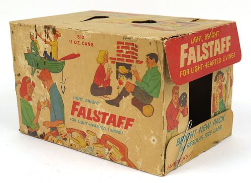 1963 Falstaff Beer (For 11oz Flat Tops) Six Pack Can Carrier, San Jose, California