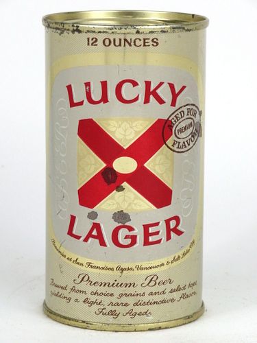 1963 Lucky Lager Beer 12oz Flat Top Can 93-27, San Francisco, California