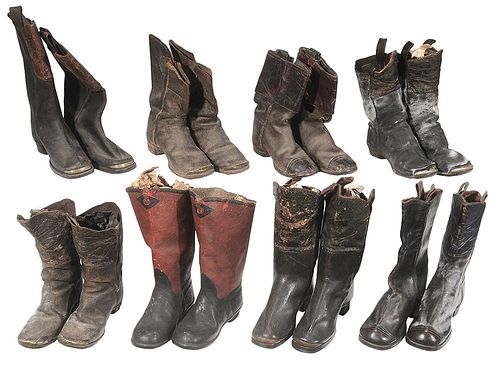 Eight Pairs Children's Leather Boots