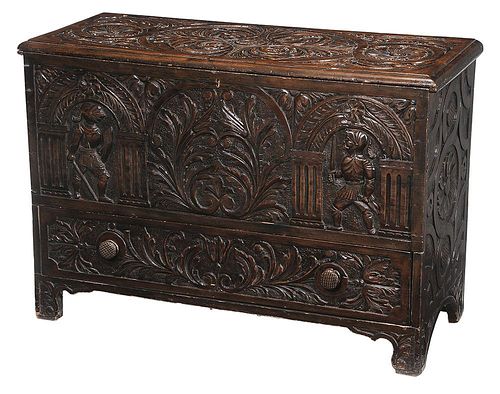 Baroque Style Carved Pine Lift-Top