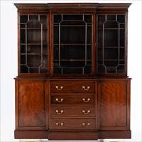 5664813: George III Style Mahogany Breakfront Bookcase, 19th Century EV1DJ