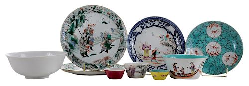Eleven Porcelain Plates and Bowls