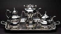 5654652: 6 Piece Watson Co. Sterling Silver Tea Service
 and an Associated Silverplate Tray EV1DQ
