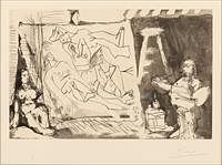 5654637: Pablo Picasso (Spanish,1881-1973) Peintre et sa
 Toile avec un Modele Assis,Aquatint &Drypoint EV1DO