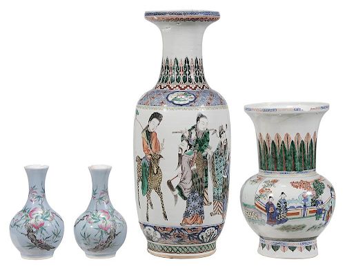 Four Polychrome Porcelain Vases