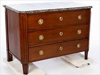 5654642: French Directoire Mahogany Marble Top Commode EV1DJ