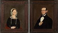 5654749: Pair of Unsigned American Folk Art Portraits, 19th Century EV1DL