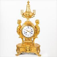 5654729: French Neoclassical Style Gilt Bronze Mantle Clock, 19th Century EV1DG