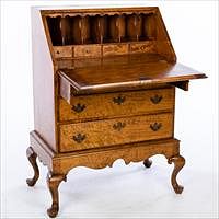 5654721: Queen Anne Style Bird's Eye Maple Diminutive Slant
 Front Desk on Stand, Late 19th Century EV1DJ