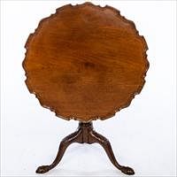 5654733: George II Mahogany Birdcage Tilt Top Piecrust Table, 18th Century EV1DJ