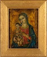 5654753: Russian Icon of Madonna and Child on Wood Panel EV1DL