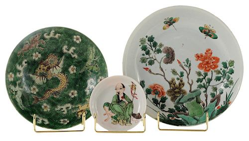 Two Famille Verte and Susancai Dishes