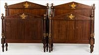 5654747: Pair of Directoire Style Mahogany and Gilt Twin Beds EV1DJ