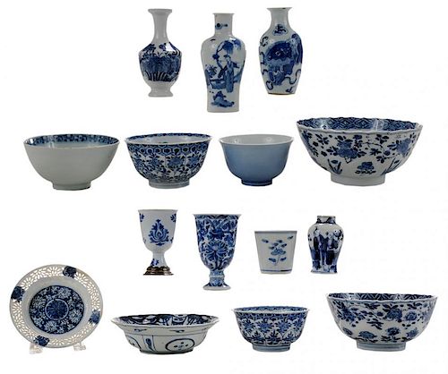 15 Pieces Blue and White Porcelain