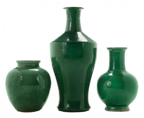 Three Apple-Green Vases