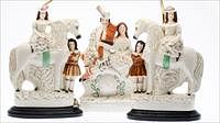 5654784: Pair of Staffordshire Figurine Lamps and Another Figurine EV1DF
