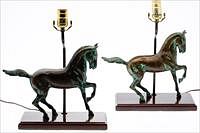 5654906: Pair of Patinated Bronze Horse Lamps, Modern EV1DJ