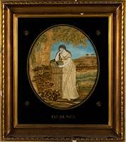 5654915: English or American Framed Embroidery 'Prudence', 19th century EV1DJ