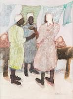 5654774: Darden Camlin (SC, b. 1942), Untitled, 3 African
 American Figures, Watercolor EV1DL