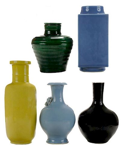 Five Monochrome Vases