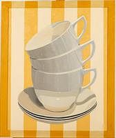 5654610: Initial Signed, Stacked Tea Cups, Oil on Board, 1998 EV1DL