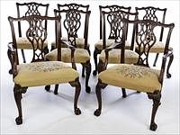 5654654: Set of 8 George III style Mahogany Needlepoint
 Upholstered Dining Chairs, 20th Century EV1DJ