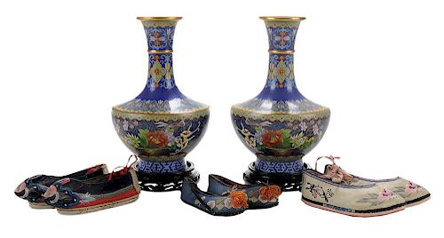 Pair Cloisonné Vases on Stands and