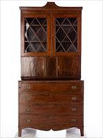 5565001: Federal Inlaid Mahogany Secretary Bookcase, c. 1810 E9VDJ