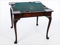 5565017: George II Mahogany Concertina Action Games Table
 with Felt Playing Surface, c. 1740 E9VDJ