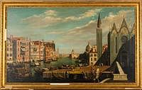 5565132: Manner of Giovanni Antonio Canale, Called Canaletto,
 Busy Day on the Grand Canal, Venice, O/C E9VDL