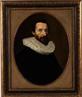 5565147: Dutch or British School, Oval Portrait of a Gentleman,
 Oil on Board, Probably 17th Century E9VDL