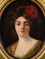 5565316: J. Edward Kessel, Oval Portrait of a Woman, Oil on Canvas E9VDL